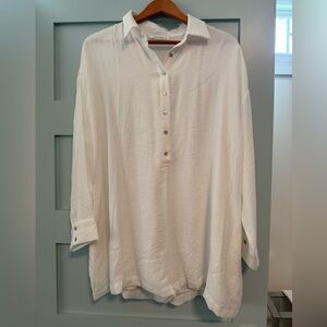 12th Tribe White Casual Button Down Romper Relaxed Fit